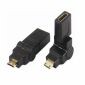 Mini HDMI męski na HDMI żeński, obrotowy adapter kątowy 360 stopni 90, złocony