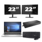 HP EliteBook 830 G7 – Intel Core i7-10. generacji – 13 cali – 8 GB RAM – 256 GB SSD – Windows 11 + 2x 22-calowy monitor