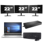 HP EliteBook 830 G7 – Intel Core i7-10. generacji – 13 cali – 8 GB RAM – 256 GB SSD – Windows 11 + 3 monitory 22-calowe