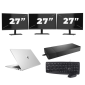 HP EliteBook 830 G7 - Intel Core i7 10. generacji - 13 cali - 16GB RAM - 512GB SSD - Windows 11 Home + 3x Monitor 27 cali