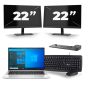 HP EliteBook 830 G8 – Intel Core i5-11. generacji – 13 cali – 8 GB RAM – 256 GB SSD – Windows 11 + 2x 22-calowy monitor