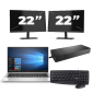 HP EliteBook 835 G7 – AMD Ryzen 3 Pro 4450U – 13 cali – 8 GB RAM – 256 GB SSD – Windows 10 Home + 2x 22-calowy monitor