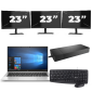 HP EliteBook 835 G7 – AMD Ryzen 3 Pro 4450U – 13 cali – 8 GB RAM – 256 GB SSD – Windows 10 Home + 3x 23-calowy monitor