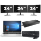 HP EliteBook 835 G7 – AMD Ryzen 3 Pro 4450U – 13 cali – 8 GB RAM – 256 GB SSD – Windows 10 Home + 3x 24-calowy monitor
