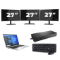 HP EliteBook 840 G8 - Intel Core i7 11. generacji - 14 cali - 16GB RAM - 256GB SSD - Windows 11 Home + 3x Monitor 27 cali