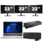 HP ProBook 445 G8 – AMD Ryzen 3 5400U – 14 cali – 8 GB RAM – 256 GB SSD – Windows 11 + 3x 22-calowy monitor