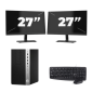 HP Prodesk 600 G5 Micro Tower - Intel Core i5 8. generacji - 8 GB RAM - 256 GB SSD - Windows 11 + 2x 27-calowe monitory