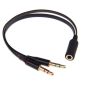 Złącze audio Jack 3,5 mm Y-Splitter M/F, stereo+mikrofon, kabel płaski, czarny, w zestawie zestaw słuchawkowy iPhone/Samsung