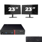 Lenovo ThinkCentre M700 USFF - Intel Core i3-6e Generatie - 8GB RAM - 256GB SSD - Windows 11 + 2x 23 inch Monitor