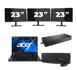 Acer TravelMate P214-53 - Intel Core i3 11. generacji - 14 cali - 16GB RAM - 256GB SSD - Windows 11 Home + 3x Monitor 23 cali
