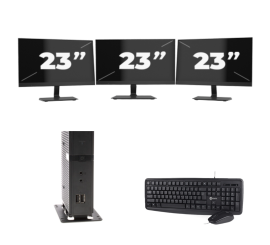 Atrust t176 USFF - Intel Atom x5-E8000 - 8GB RAM - 256GB SSD - Windows 11 + 3x 23 cali Monitor