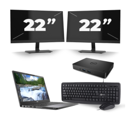 Dell Latitude 7300 — Intel Core i5-8. generacji — 13 cali — 8 GB pamięci RAM — dysk SSD 256 GB — Windows 11 + 2 monitory 22-calowe