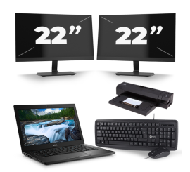 Dell Latitude 7490 — Intel Core i5-8. generacji — 14 cali — 8 GB RAM — 256 GB SSD — Windows 11 + 2 monitory 22-calowe