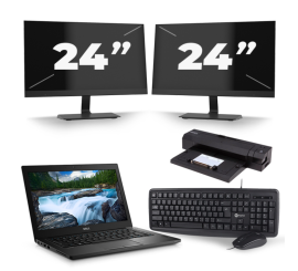 Dell Latitude 7490 — Intel Core i5-8. generacji — 14 cali — 8 GB RAM — 256 GB SSD — Windows 11 + 2 monitory 24-calowe