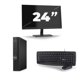 Dell OptiPlex 3070 Micro USFF – Intel Core i3-9. generacji – 8 GB RAM – 256 GB SSD – Windows 11 + 1 x 24-calowy monitor