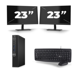 Dell OptiPlex 3070 Micro USFF – Intel Core i3-9. generacji – 8 GB RAM – 256 GB SSD – Windows 11 + 2 monitory 23-calowe