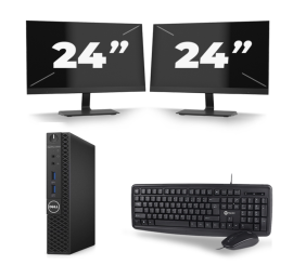 Dell OptiPlex 3070 Micro USFF – Intel Core i3-9. generacji – 8 GB RAM – 256 GB SSD – Windows 11 + 2 monitory 24-calowe