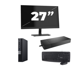 Dell OptiPlex 7070 Micro USFF - Intel Core i3-9th Generation - 8GB RAM - 256GB SSD - Windows 11 + 1x 27 inch Monitor
