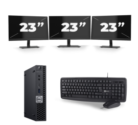 Dell OptiPlex 7070 Micro USFF - Intel Core i3-9e Generatie - 8GB RAM - 256GB SSD - Windows 11 + 3x 23 inch Monitor