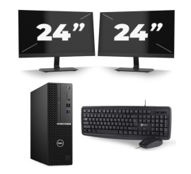 Dell OptiPlex 7080 USFF — Intel Core i5-10. generacji — 8 GB RAM — 256 GB SSD — Windows 11 + 2 monitory 24-calowe
