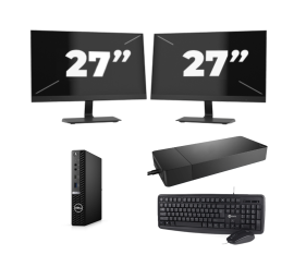 Dell OptiPlex 7080 USFF — Intel Core i5-10. generacji — 8 GB RAM — 256 GB SSD — Windows 11 + 2 monitory 27-calowe