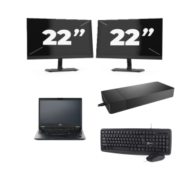 Fujitsu LIFEBOOK E5410 - Intel Core i3-10. generacji - 14 cali - 8 GB RAM - 256 GB SSD - Windows 11 Home + 2x 22-calowy monitor