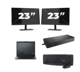 Fujitsu LIFEBOOK E5410 - Intel Core i3-10. generacji - 14 cali - 8 GB RAM - 256 GB SSD - Windows 11 Home + 2x 23-calowy monitor