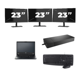 Fujitsu LIFEBOOK E5410 - Intel Core i3-10. generacji - 14 cali - 8 GB RAM - 256 GB SSD - Windows 11 Home + 3x 23-calowy monitor