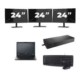 Fujitsu LIFEBOOK E5410 - Intel Core i5-10. generacji - 14 cali - 8 GB RAM - 256 GB SSD - Windows 11 Home + 3x 24-calowy monitor