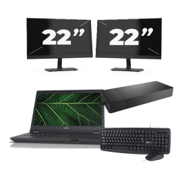 Fujitsu LIFEBOOK E5411 - Intel Core i5-11. generacji - 14 cali - 8 GB RAM - 256 GB SSD - Windows 11 Home + 2x 22-calowy monitor