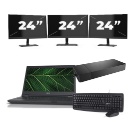 Fujitsu LIFEBOOK E5411 - Intel Core i5-11. generacji - 14 cali - 8 GB RAM - 256 GB SSD - Windows 11 Home + 3x 24-calowy monitor