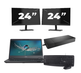 Fujitsu LIFEBOOK U7311 - Intel Core i7-11. generacji - 13 cali - 16 GB RAM - 256 GB SSD - Windows 11 Home + 2x 24-calowy monitor