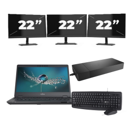 Fujitsu LIFEBOOK U7311 - Intel Core i7-11. generacji - 13 cali - 16 GB RAM - 256 GB SSD - Windows 11 Home + 3x 22-calowy monitor