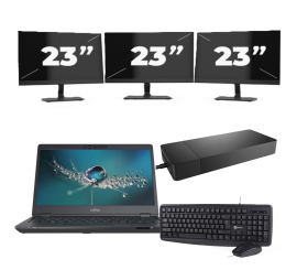 Fujitsu LIFEBOOK U7311 - Intel Core i7-11. generacji - 13 cali - 16 GB RAM - 256 GB SSD - Windows 11 Home + 3x 23-calowy monitor