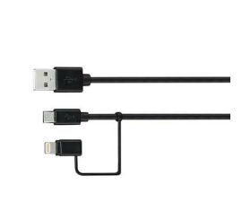 Kabel do transmisji danych Goji 2w1 MFI Lightning i microUSB 1m Czarny