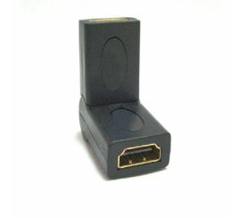 Adapter HDMI z żeńskiego na żeński kątowy 90-180 stopni, złocony