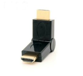 Adapter HDMI z męskiego na męskie, kątowy 90-180 stopni, złocony