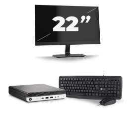 HP EliteDesk 800 G5 USFF – Intel Core i5-9. generacji – 8 GB RAM – 256 GB SSD – Windows 11 + 1x 22-calowy monitor