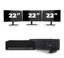 HP EliteDesk 800 G6 USFF - Intel Core i7 10. generacji - 8GB RAM - 256GB SSD - Windows 11 + 3x Monitor 22 cali