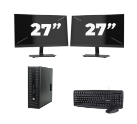 HP ProDesk 600 G2 USFF - Intel Core i3 6. generacji - 8 GB RAM - 256 GB SSD - Windows 11 + 2x 27-calowy monitor