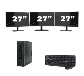 HP ProDesk 600 G2 USFF - Intel Core i3 6. generacji - 8 GB RAM - 256 GB SSD - Windows 11 + 3x monitor 27 cali