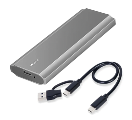 Dysk SSD M.2 SATA 128 GB + obudowa High Speed ​​3.1 USB C (PCIe 10 Gb/s) - aluminium