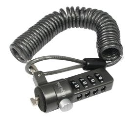 Zamek szyfrowy LogiLink do komputera/notebooka (kabel spiralny), długość 1,8 m, kolor czarny