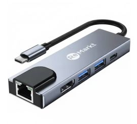 USB-C na HDMI 4K + Ethernet + USB 3.0 (x2) + adapter USB-C