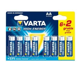 Bateria alkaliczna VARTA High Energy, AA/LR6, 1,5 V, 6+2 Gratis!