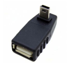Adapter USB A żeński na Mini USB męski, kąt 90°